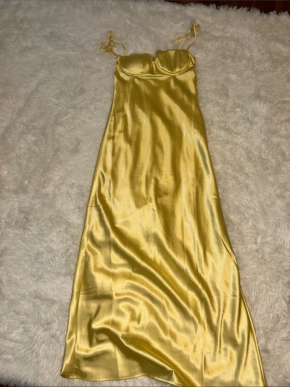 Satin Slip Dress in Golden Yellow